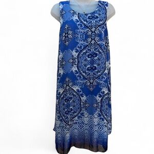 Enfocus Studio Blue and White Maxi Dress